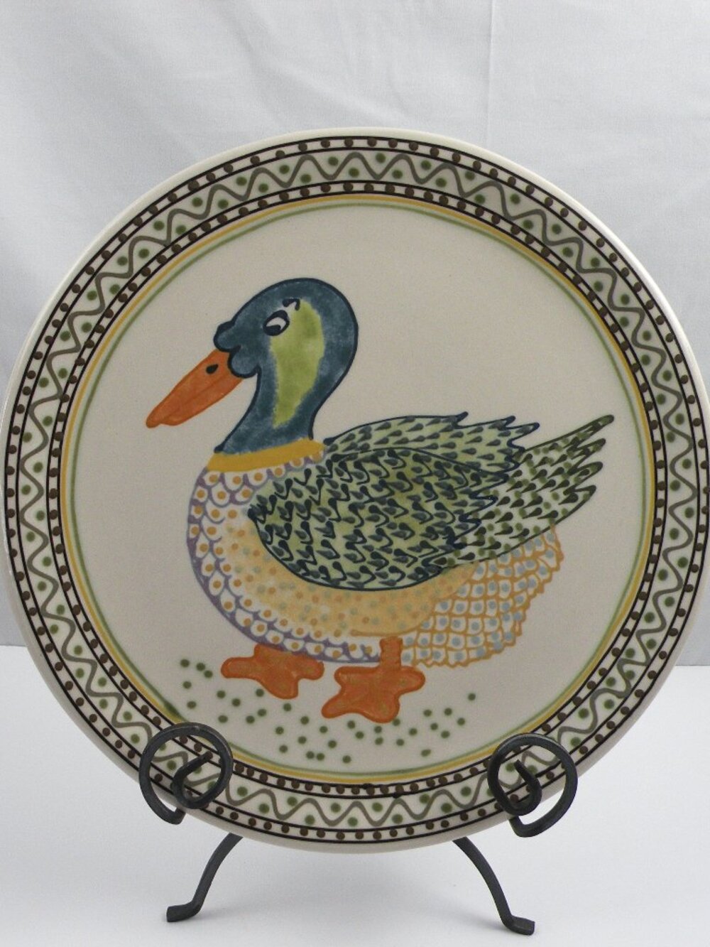 Vintage Janet Rothwoman Pottery Signed 14" Duck Platter Plate